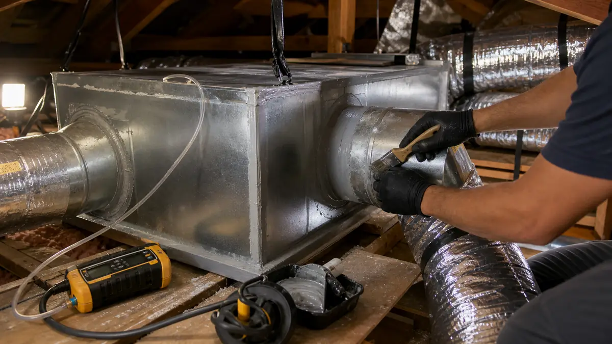 Illustration of attic duct sealing in West Covina